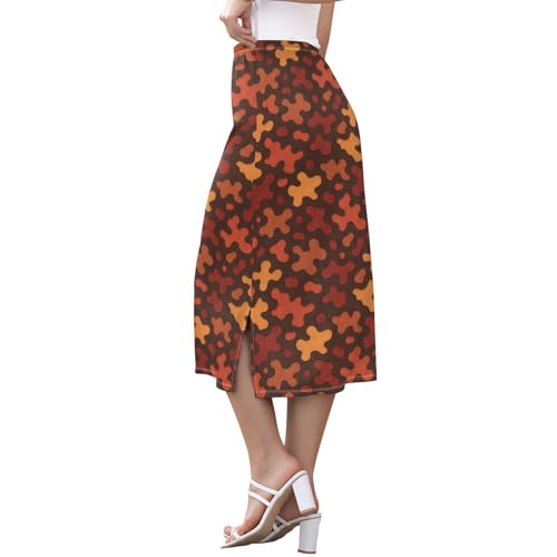 Women Flowy Elastic Midi Slip Skirt Beach Split Beach Skirt2
