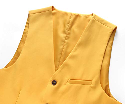 Uninukoo Mens Suit Vest Slim Fit Casual Waistcoat Four Buttons Tuxedo Suit Vest Us Size 32 (Label Size L) Yellow #TOP2