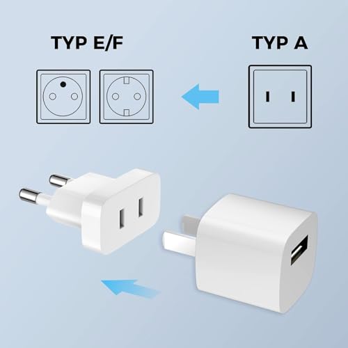 VIEVRE 2 Stück EU Stecker Adapter,US to EU Adapter für Steckdosen,Steckeradapter Japan Deutschland,Adapter Eurostecker