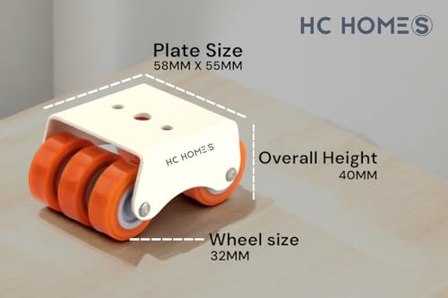 Image of Heavy Duty Caster Wheels for Furniture - 1 Inch Small Steady Plate Wheels, Bed Wheel for Heavy Bed, 300kg Load Capacity, Pack of 4 for Furniture Moving & Height Increase