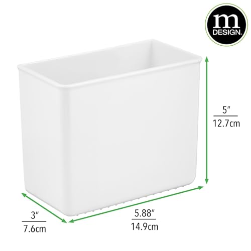 Support mural autocollant mDesign blanc bac de rangement pour pochette alimentaire et recette 2pcs - 5
