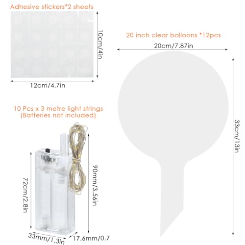 DODUOS 23 świecące balony LED Bobo, balony LED z 10 światełkami świetlnymi, balony LED do dekoracji na Walentynki, Boże Narodzenie, helium