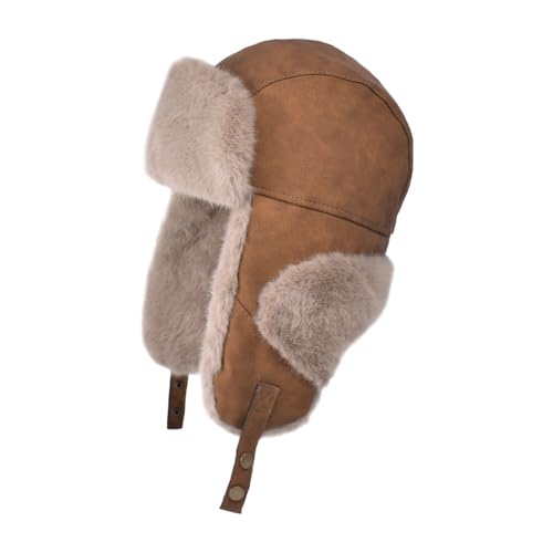 Winter Trapper Hat Ushanka Trooper Hat Beanie for Women Hat with Ear Flaps Cold Weather Windproof(Coffee,M)