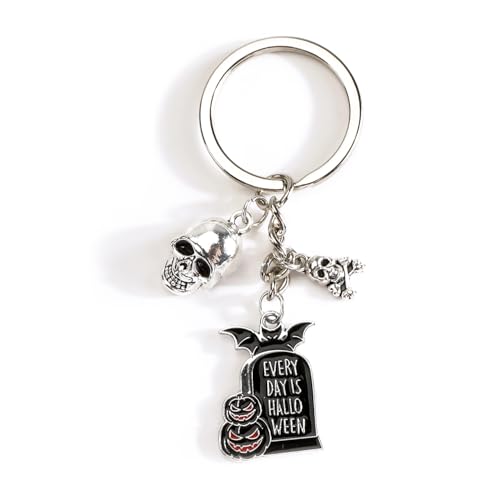 MUCOOS Dark Tombstone Keychain Gothic Halloween Keycahrm Spooky Keyring for