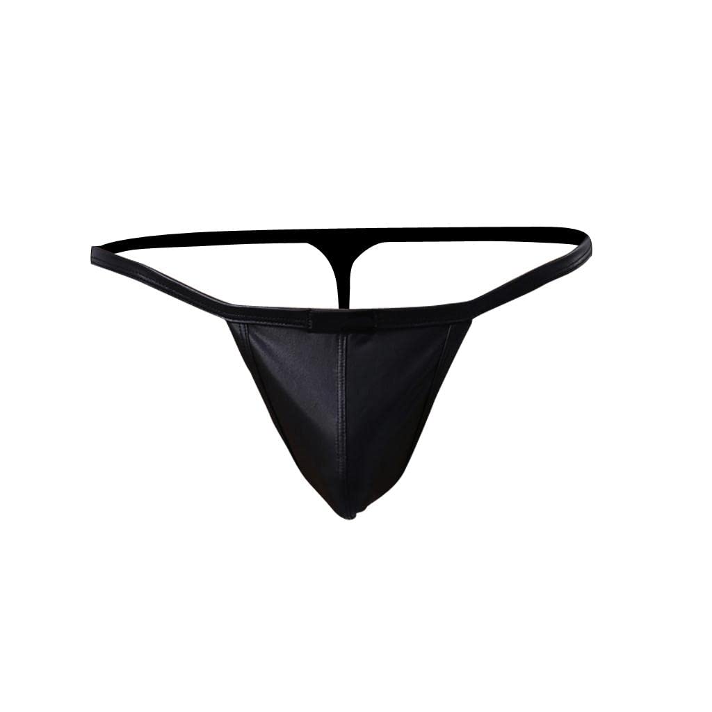 Men PU Leather G-string Thongs Underwear Briefs Underpants Black S| Mens Clothing | Underwear|1X Mens Underwear-image-32