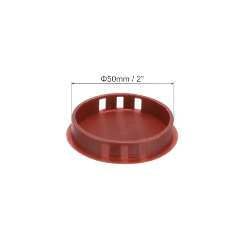 Image of MECCANIXITY 64PCS 50mm(2 inch) Red Brown Plastic Hole Plugs, Flush Type Panel Hole Plugs Insert End Caps for Locking Hole Tubes Furniture Cabinet