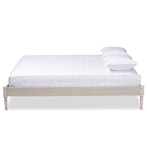 Baxton Studio Colette French Bohemian Antique White Oak Finished Wood Full Size Platform Bed Frame #TOP3