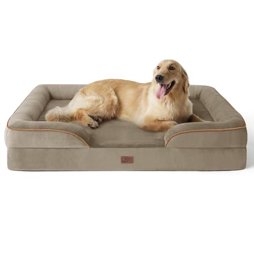Image of Bedsure XL Plus Orthopedic Dog Bed for Extra Large Dogs - Washable XLarge Dog Cat Bed Waterproof, Comfort Dogs Couch Sofa with Washable Removable Cover, Pet Bed with Nonskid Bottom, Hazel, 48 inch