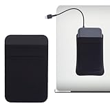 NICENEEDED Portable Hard Drive Sleeve for Laptop, Stick on Pouch with Reusable Adhesive, Portable External Solid State Drive Carrying Case（Black)