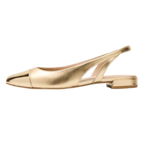 Tang'scuisins Women Casual Splice Closed Round Toe Hollow Flats Low Block Heels Pumps Slip on Slingback Sandals Stylish Dressy Daily Wear Party Working Shoes Size 4-16 US