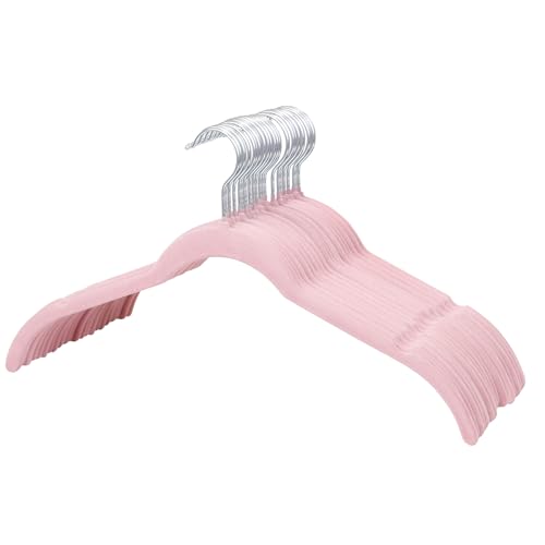 ManGotree Samt-Hemdbügel für Damen, 42 cm Anzugbügel mit Schulterrille, Rutschfester Kleiderbügel für Mäntel, Tanktops, Hemden, Blusen, Shorts (22 Stück, Rosa)