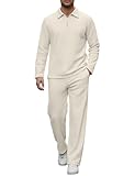 VIOPY Conjunto Deportivo Hombre Pants y Sudadera Set Casuales Track Suit Chándal Pants Completo para Correr Ropa Gym Beige...