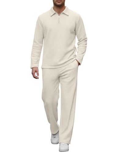 Listado de Chándales para Hombre - solo los mejores. 41 VIOPY Conjunto Deportivo Hombre Pants y Sudadera Set Casuales Track Suit Chándal Pants Completo para Correr Ropa Gym Beige M