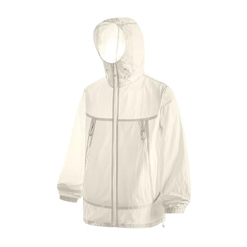 NZYIHAO Chubasqueros para mujer, chaqueta de lluvia ligera y transpirable, chaqueta de entretiempo con capucha, impermeable, chaqueta de senderismo, chaqueta funcional monocolor, chaqueta de ciclismo