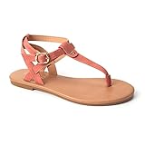 Thong Flat Sandals, Casual T Strap Dress Sandals, Adjustable Ankle Buckle Dress Thong Sandals with...
