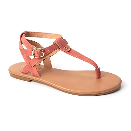 Colgo Thong Flat Sandals Women T-Strap Pink 8
