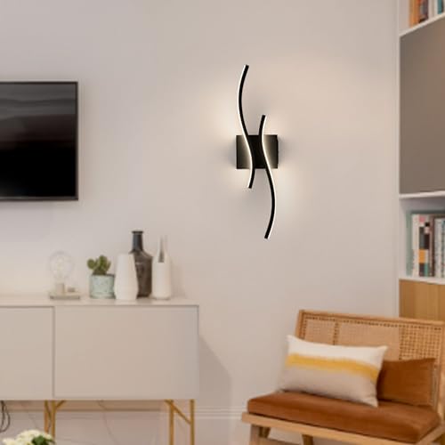 Image of Battery Operated Wall Sconce with Remote Control,10000mAh USB Rechargeable Wireless Minimalist Black Wall Light,3000K-6000K Dimmable LED Wall Lamp for Bedroom Hallway Background Staircase -1 Pcs