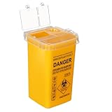 SAFIGLE Contenitore per Oggetti Taglienti in PP con Coperchio Secchio per Smaltimento Sicuro di Siringhe e Aghi Multiuso per Rifiuti Medici e Ago per Tatuaggi Giallo Resistente e Facile da