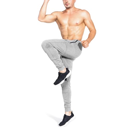 Image of ZENWILL Mens Tapered Workout Running Pants, Jogger Training Sweatpants Slim Fit with Zip Pockets