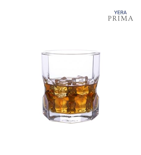 Image of Yera Prima Oak Whisky /Scotch /Water Glasses- 285 ml Each -Set of 4 pcs Tumblers Lead-Free Whiskey Glasses for Scotch Bourbon Cognac Brandy Cocktail Whiskey