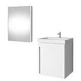 Planetmöbel Armario para Lavabo con Lavabo de cerámica y Armario con Espejo, 50 cm, Color Blanco, Moderno Mueble de baño para baño