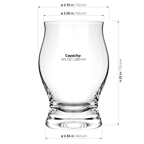 Luxbe - Bourbon Whiskey Brandy Crystal Glasses Snifter 8.5-Ounce, Set Of 4 - Handcrafted Lead-Free Glass - Great For Spirits Drinks - Scotch Cognac - 250Ml #TOP4