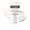 Neutrogena Clear Face Sunscreen Lotion SPF 50 for Acne-Prone Skin Broad Spectrum UVA UVB Protection Oil-Free No-Fragrance No-Oxybenzone Water-Resistant Daily Face Moisturizer, 3 fl oz