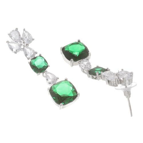 Rhodium-Plated Square American Diamonds Necklace & Earrings Set