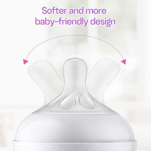 VANEST 4 Packs Silicone Bottle Nipples Compatible with Philips Avent Natural Bottle, Replacement Bottle Nipple BPA-Free, No Spill, Anti-Colic, 3+ Month (Flow 4)