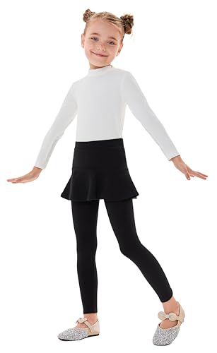 Yknktstc Girls 3 Pack Footless Leggings with Ruffle Skirt Tutu Pants Comfortable Stretchy Cotton Tights for Kids Toddler4