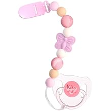 Aori Pacifier Clips for Rebron Baby Dolls Silicone Holders Clips with Magnetic Pacifier -Pink