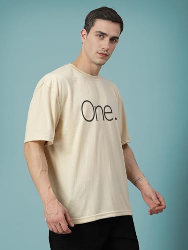Image of CHKOKKO Mens Stylish Oversized T Shirt for Daily and Casual Wear Printed Design with Drop Shoulder and Half Sleeves