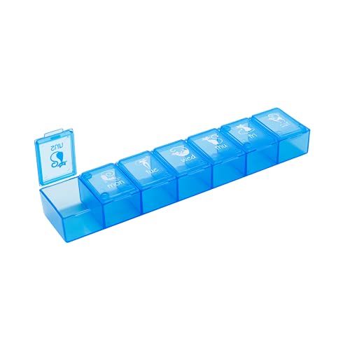 EZY DOSE Pets Weekly (7-Day) Pill Organizer, Vitamin and Medicine Box for Cats, X-Large Compartments, Blue Lids