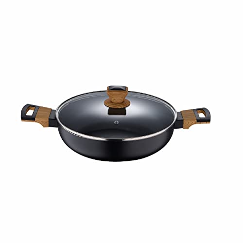 BERGNER Earth Black | Casserole de cuisine de 16 cm | Fabriqué en aluminium moulé sous pression | Manche ergonomique en bois | Ustensiles de cuisine