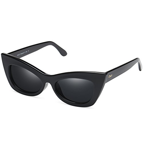 Duco Gafas De Sol Polarizadas Retro Clásicas Cateye W005, Negro Duco Gafas De Sol Polarizadas Retro Clásicas Cateye W005, Negro