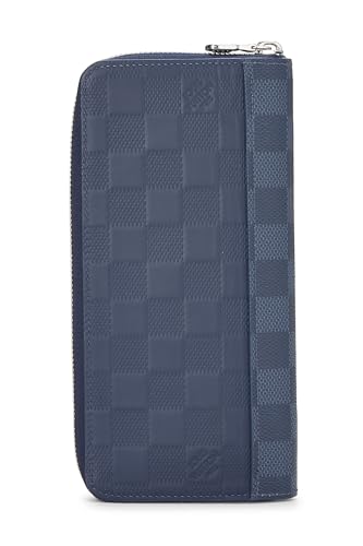 Pre-Loved Navy Damier Infini Zippy Vertical Wallet, Navy3