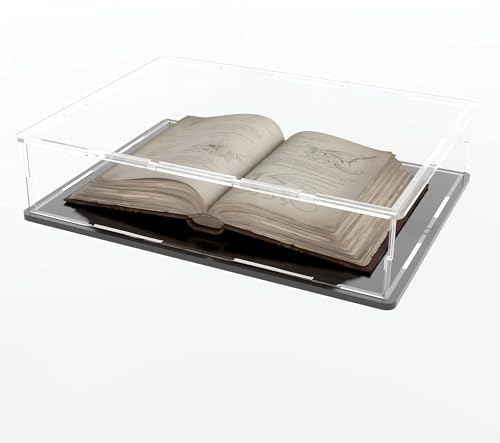 Image of Design Clear Acrylic Box for Book Transparent Rectangular Storage Box Self Assemble Collectible Box Alternative Glass Case for Display (10.6 inch L x 8 inch W x 2.4 inch H)