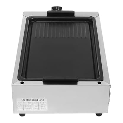 WOQLIBE Elektrogrill, 2.5KW Elektrische Tischgrills - Einstellbare Temperatur (50-300°C) - Antihaftbeschichtung, BBQ Grill für Balkone, Camping, Partys (Silber) – Bild 8