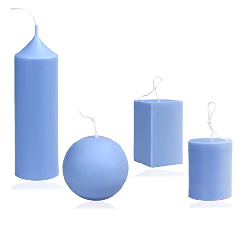 Milivixay 4Pcs Plastic Candle Molds For Candle Making - Including Pillar Mold, Cylinder Mold, Rectangle And Sphere Mold - Candle Mold For Beeswax #TOP4