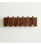 Walnut Wood Coat Rack with 4 Hooks, Heavy Duty Wall Mount Home Decor