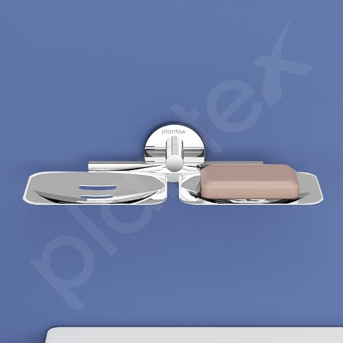Image of Plantex Smero Pure Brass Dual Soap Holder for Bathroom and Kitchen /Soap Stand /Soap Case /Soap Dish /Bathroom Accessories - Circle(Chorme)