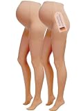 Herzmutter Medias premama 20DEN - maternidad - medias de embarazo - Futura Mama - transparente-mate-suave - Color piel-beige-negro - Set de 1 y 2-1220 (M/L, Beige-Oscuro, 2x)