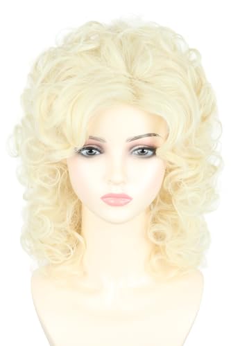 LeMarnia Womens Wig 70s 80s Singer Wigs Short Curly Blonde Beehive Wigs for Women Halloween Costume Wig