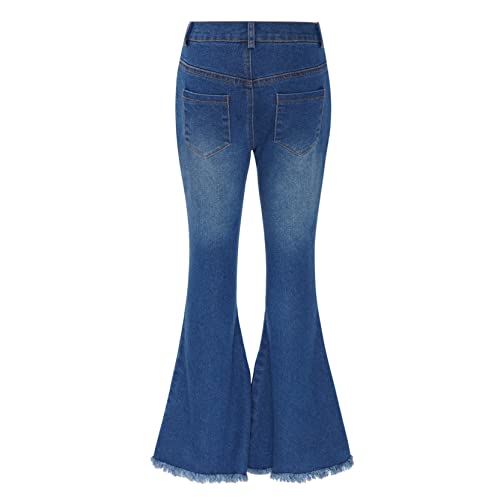 Kids Girls Bell Bottom Jeans Teens Denim Pants Sweatpants Flared Leggings Jeggings Elastic Waist Wide Ruffled Trousers2