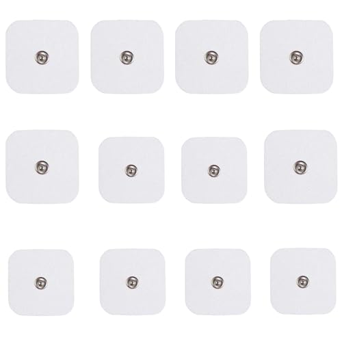 12x Pin-Type TENS Machine Pads, Mixed Sizes 4cm & 5cm. Flexible Non-Woven Gel Electrodes for EMS Massager, High Adhesion & Reusable Refills