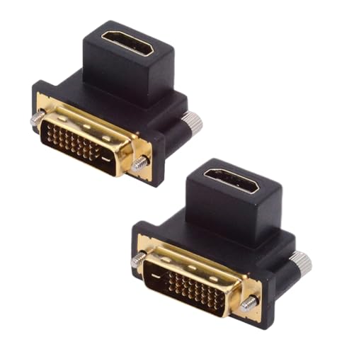 CY Adattatore 2 pezzi/lotto Adattatore DVI maschio a HDMI femmina angolato su e giù da 90 gradi 4K per computer Scheda grafica HDTV