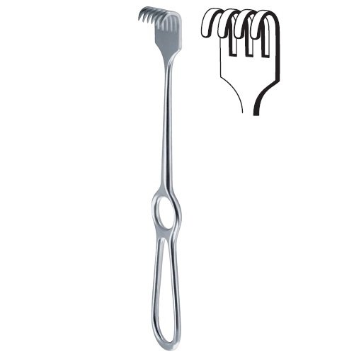 Volkmann Retractor, Blunt, 4 Prong, 10mmx18mm, 22cm/8.75"