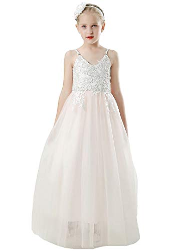 Bow Dream Lace Flower Girl Dress Tulle Wedding First Holy Communion Baptism Dress