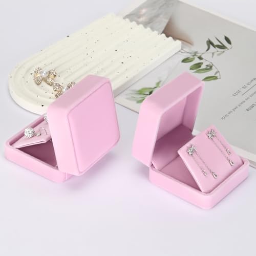 KUKUVR 2 Pcs Velvet Jewelry Dangle Earring Gift Box for Women (PINK) - Image 4