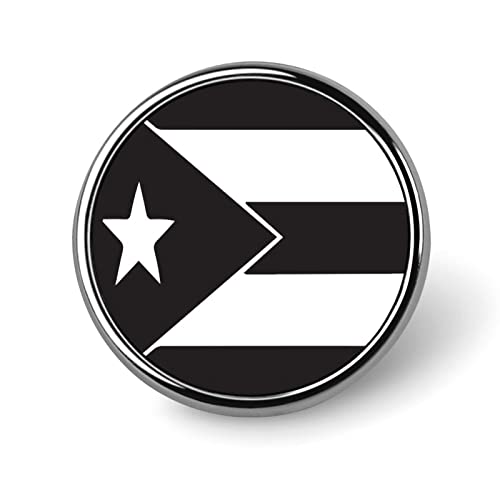 FunnyStar Black Puerto Rico Flag Fashion Badge Brooch Pin Round Lapel Tie Pin Decor for Men Women Costume Accessory
